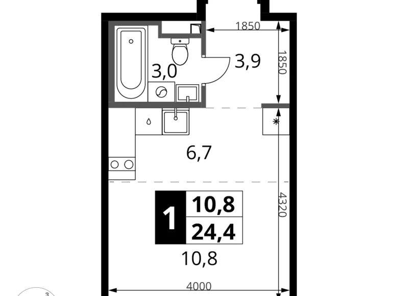 Studio 1 chambre 24 m² Sapronovo, Russie
