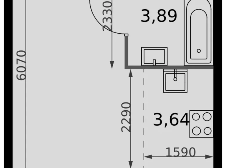 Студия 1 комната 25 м² Москва, Россия