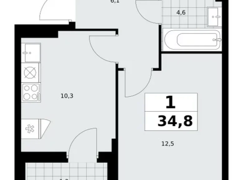 Wohnung 1 zimmer 35 m² Kommunarka, Russland