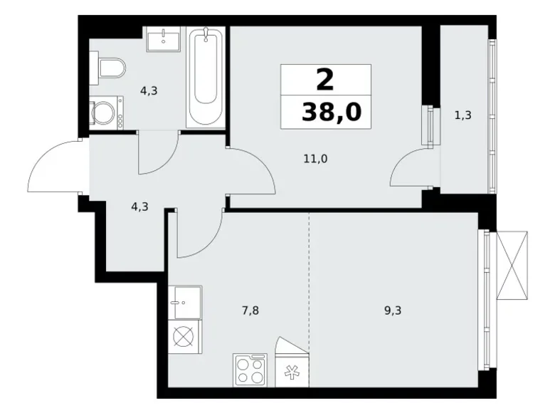 Квартира 2 комнаты 38 м² район Коммунарка, Россия