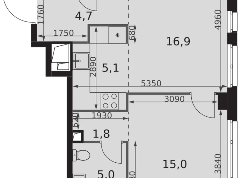 Apartamento 2 habitaciones 53 m² Moscú, Rusia