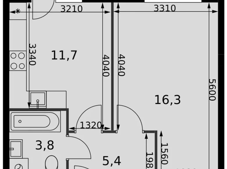 Квартира 1 комната 38 м² Развилка, Россия