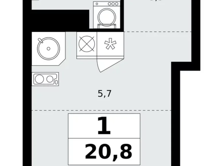 Wohnung 1 zimmer 21 m² Kommunarka, Russland