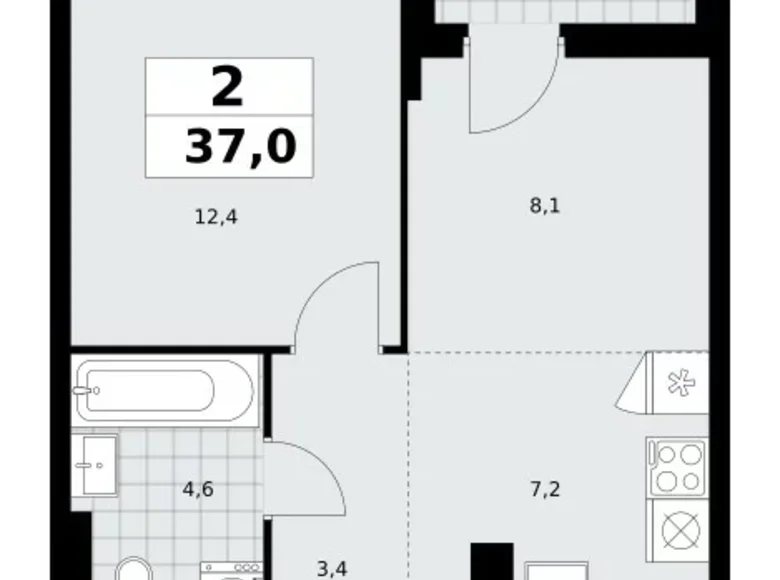 Wohnung 2 zimmer 37 m² Kommunarka, Russland