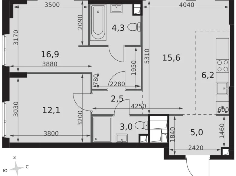 Appartement 3 chambres 66 m² Moscou, Russie