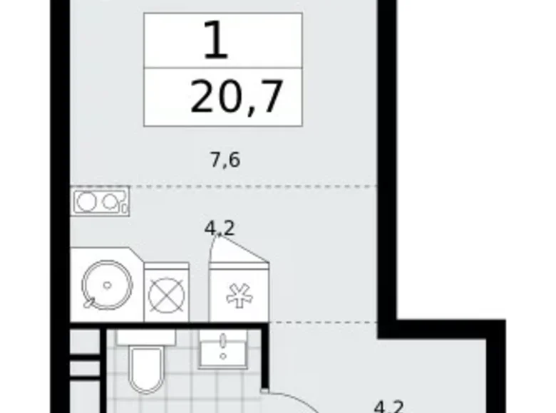 Appartement 1 chambre 21 m² Kommunarka, Russie