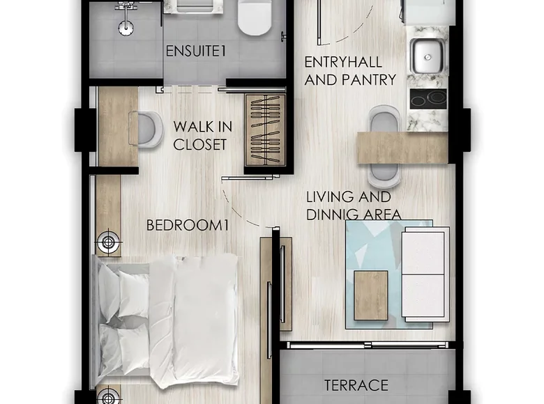 1 room apartment 35 m² Rawai, Thailand