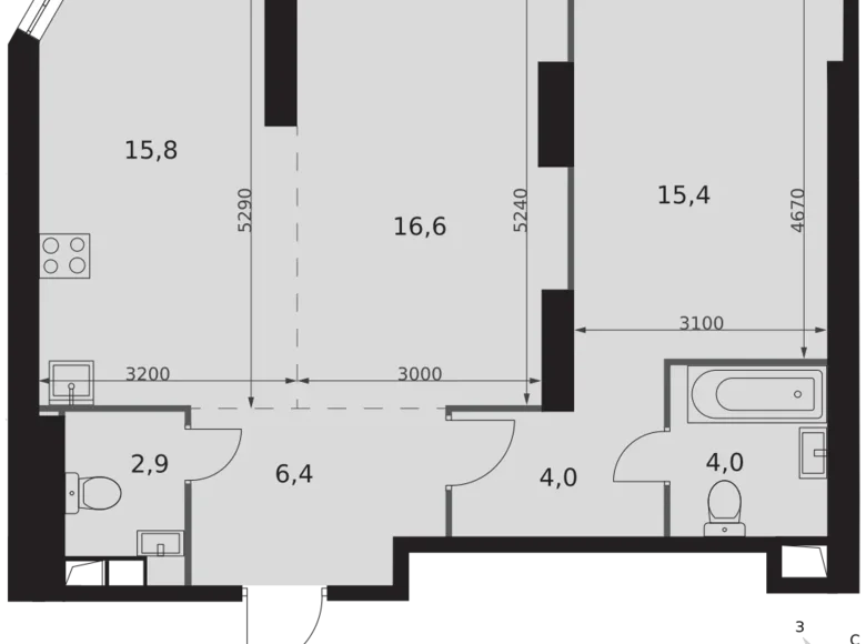 Apartamento 2 habitaciones 65 m² Moscú, Rusia