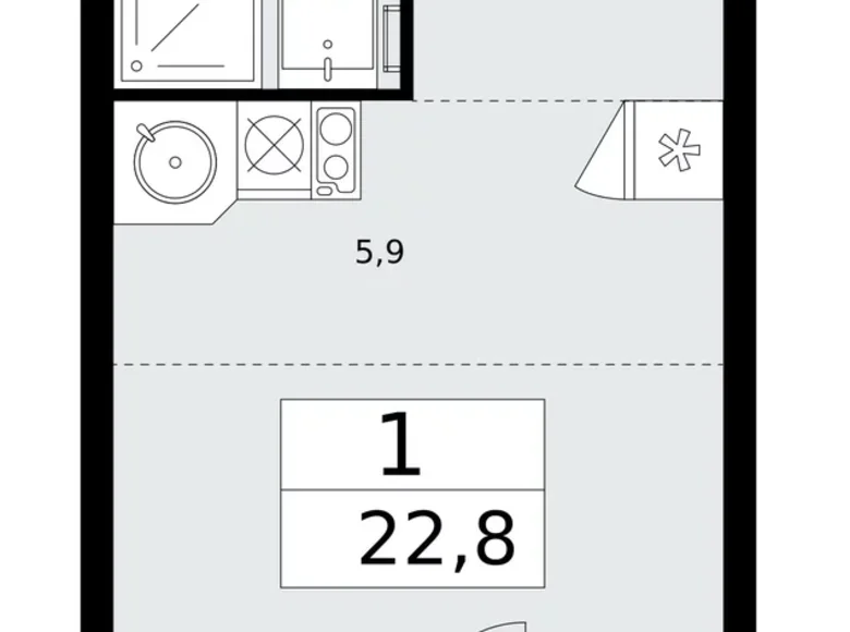 1 room apartment 23 m² Kommunarka, Russia