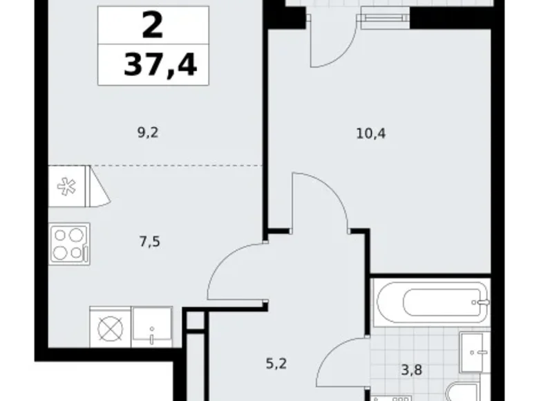 Wohnung 2 zimmer 37 m² Wnukowo, Russland
