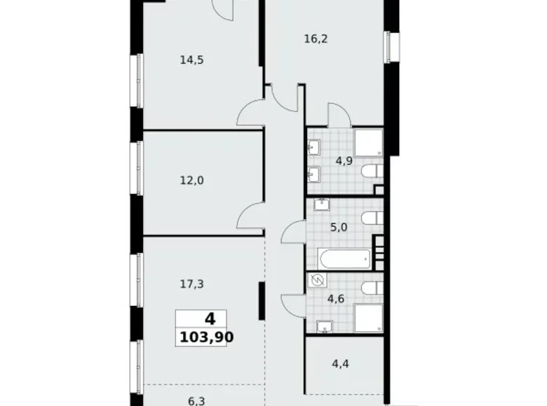 Apartamento 4 habitaciones 104 m² Moscú, Rusia
