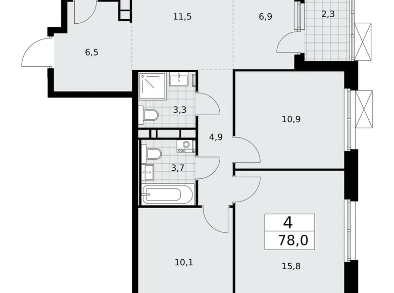 4 room apartment 78 m² Kommunarka, Russia