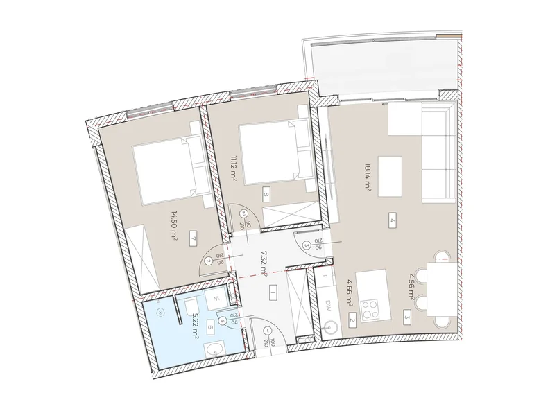 Apartamento 2 habitaciones 71 m² Boreti, Montenegro