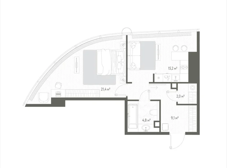 Appartement 1 chambre 53 m² Russie, Russie