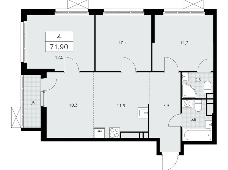 Appartement 4 chambres 72 m² Kommunarka, Russie