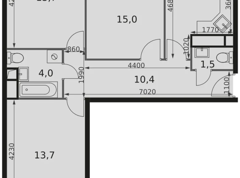 Apartamento 3 habitaciones 72 m² Mytishchi Urban Okrug, Rusia