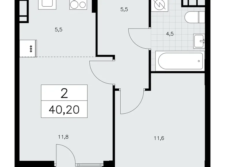 Wohnung 2 zimmer 40 m² Kommunarka, Russland