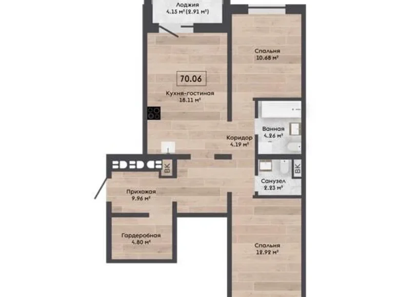 Квартира 3 комнаты 70 м² Колодищанский сельский Совет, Беларусь