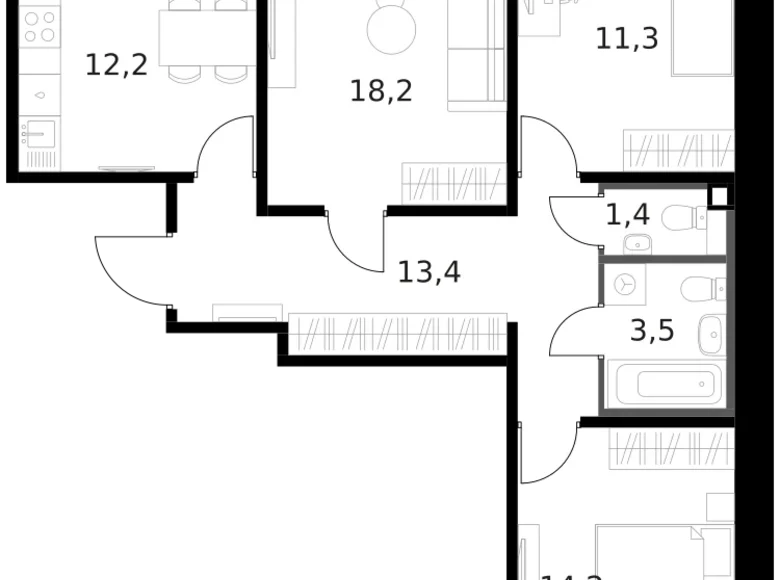 Wohnung 3 zimmer 76 m² Moskau, Russland