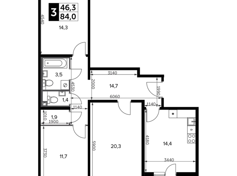 Wohnung 3 zimmer 85 m² Leninsky District, Russland