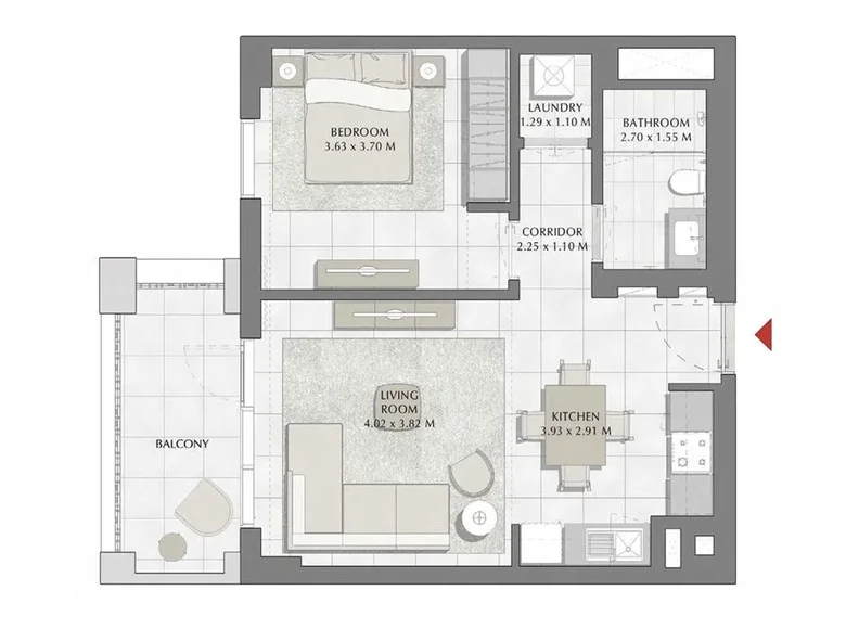 Apartamento 1 habitacion 64 m² Dubái, Emiratos Árabes Unidos