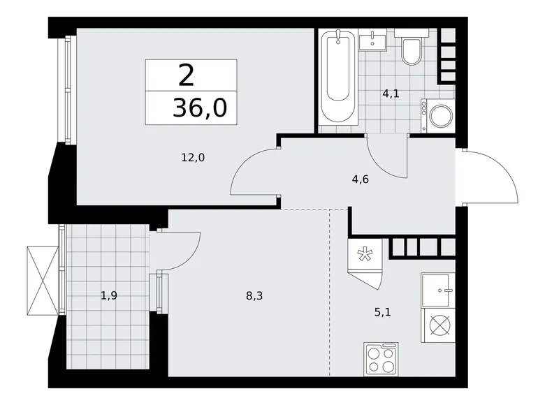 Wohnung 2 zimmer 36 m² Kommunarka, Russland