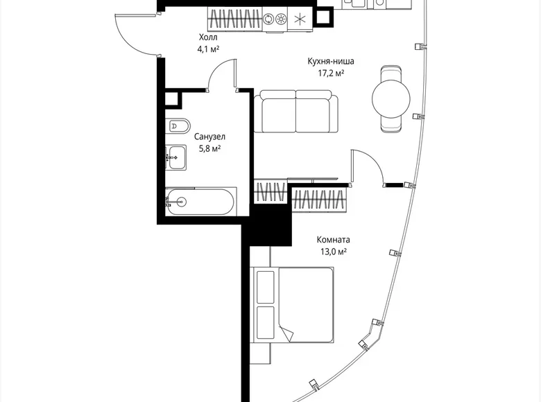 Wohnung 1 zimmer 40 m² Moskau, Russland