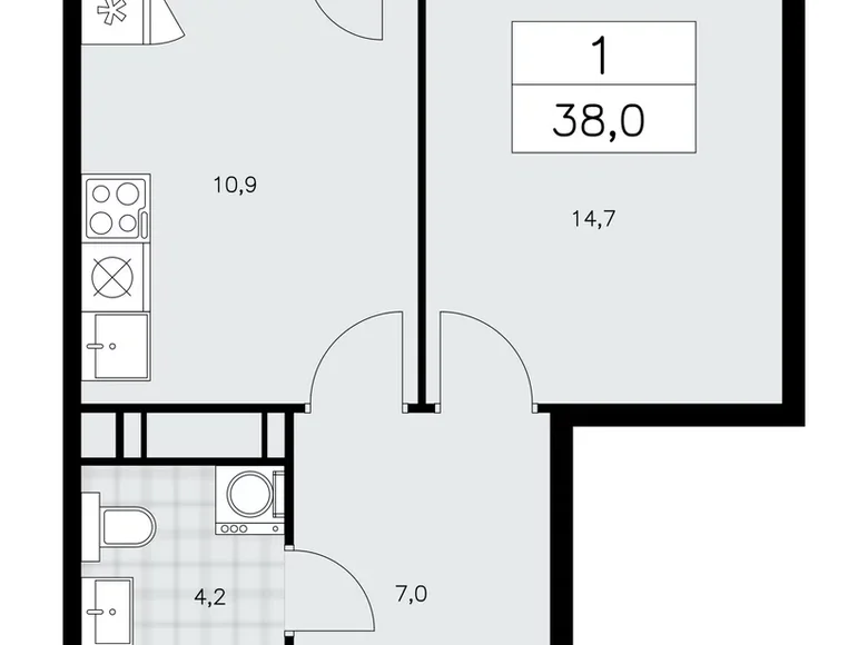 Appartement 1 chambre 38 m² Kommunarka, Russie