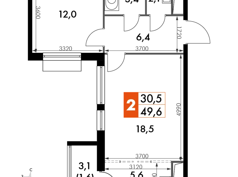 Mieszkanie 2 pokoi 50 m² Razvilka, Rosja