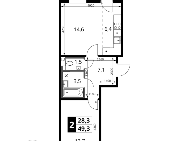 Apartamento 2 habitaciones 49 m² Jimki, Rusia