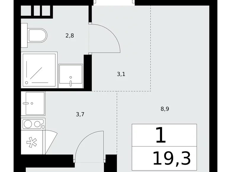 Wohnung 1 zimmer 19 m² Troizk, Russland