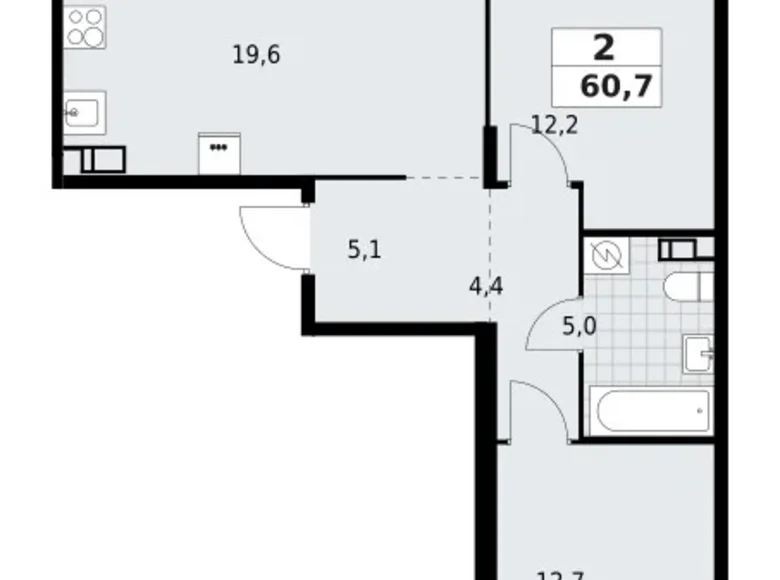 Apartamento 2 habitaciones 61 m² Krasnoye Selo, Rusia