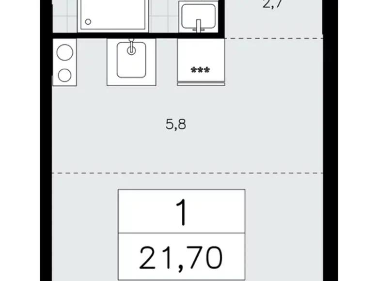 Apartamento 1 habitación 22 m² Kommunarka, Rusia
