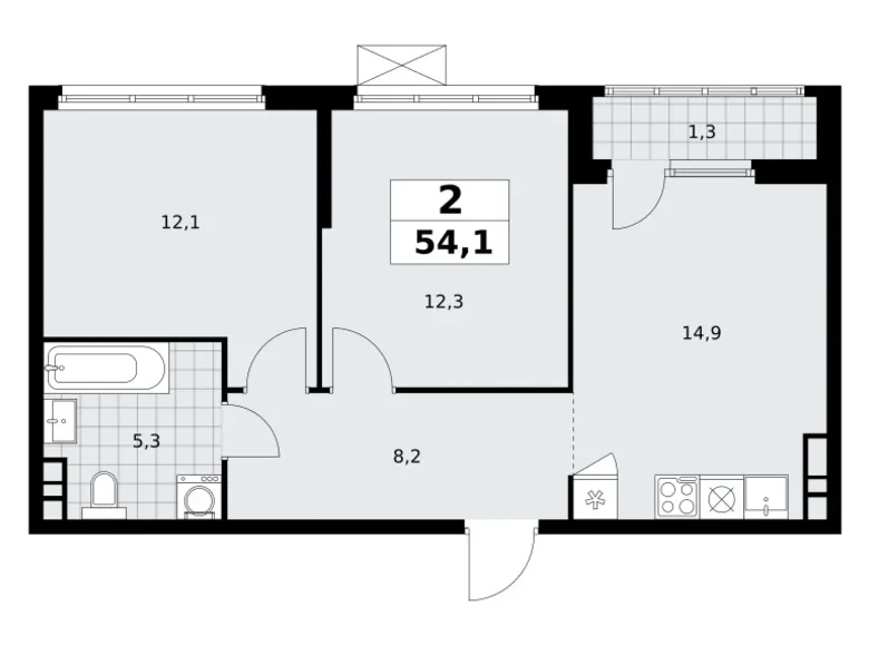 Wohnung 2 zimmer 54 m² Moskau, Russland