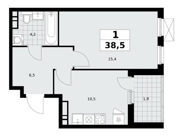 Apartamento 1 habitación 39 m² Kommunarka, Rusia