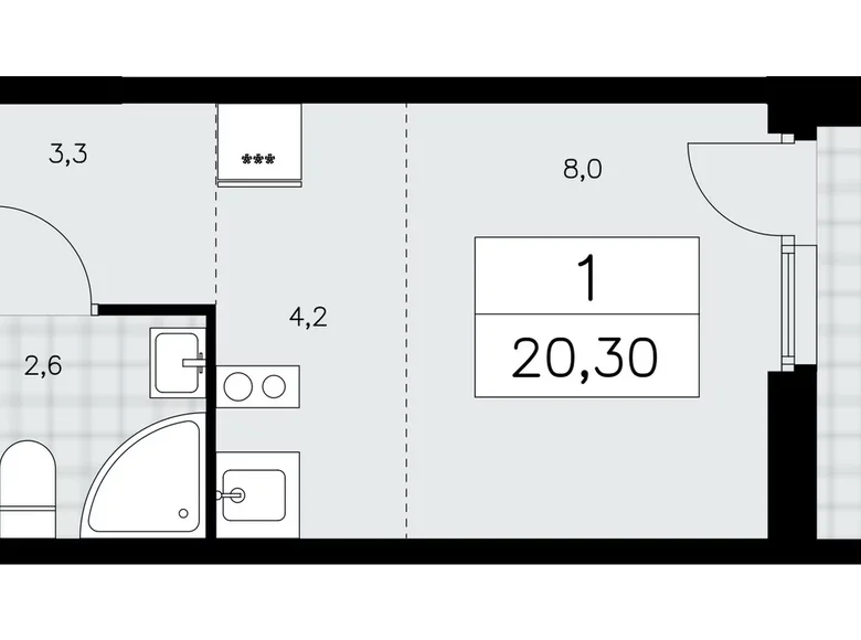 Mieszkanie 1 pokój 20 m² Kommunarka, Rosja