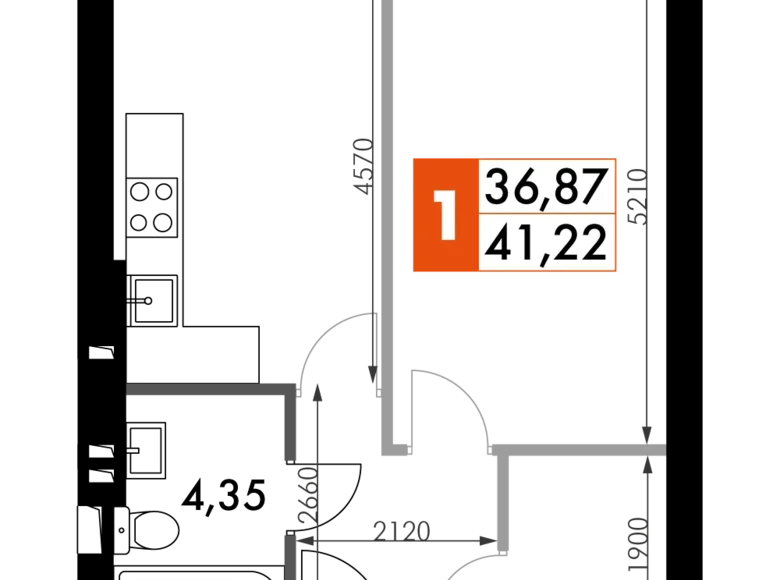 1 room apartment 41 m² Aprelevka, Russia