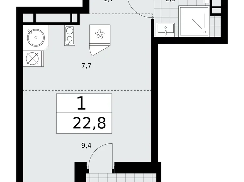 Wohnung 1 zimmer 23 m² Kommunarka, Russland