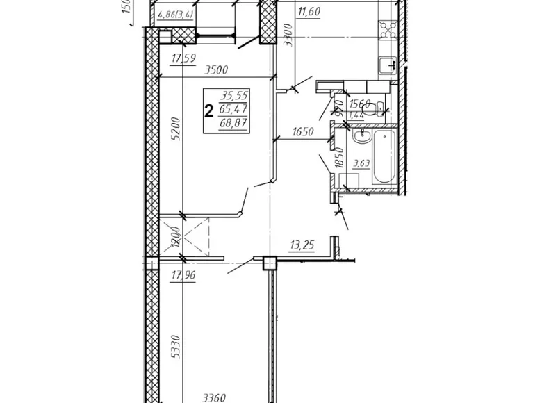 2 room apartment 69 m² Mahilyow, Belarus