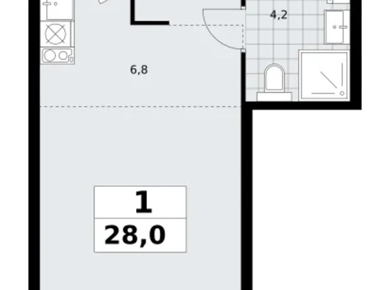Apartamento 1 habitación 28 m² Troitsk, Rusia
