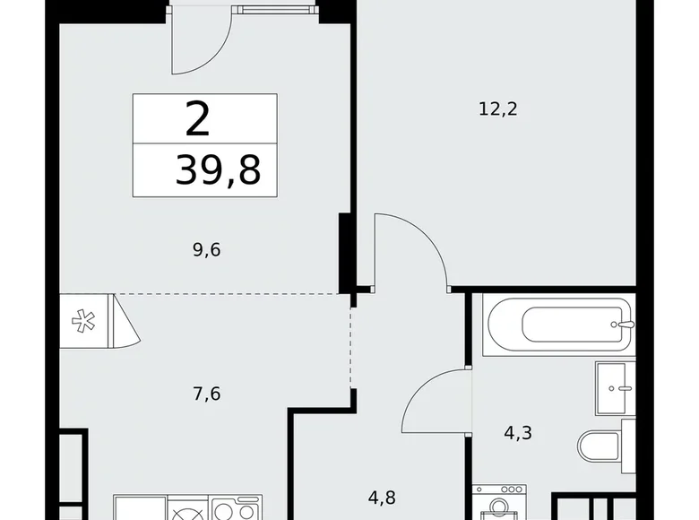 Квартира 2 комнаты 40 м² район Троицк, Россия