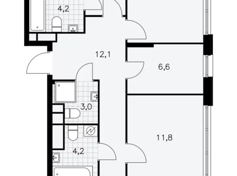 Mieszkanie 3 pokoi 101 m² Moskwa, Rosja
