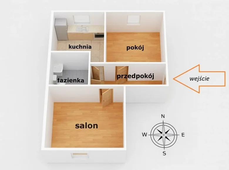 Квартира 2 комнаты 43 м² Краков, Польша