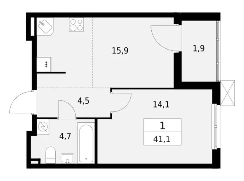 Wohnung 1 zimmer 41 m² Krasnoje Selo, Russland