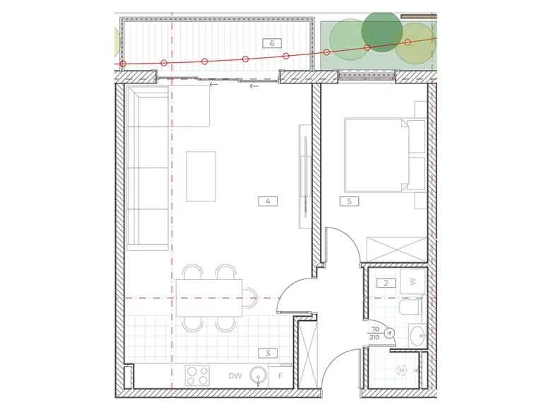 Mieszkanie 1 pokój 57 m² Boreti, Czarnogóra