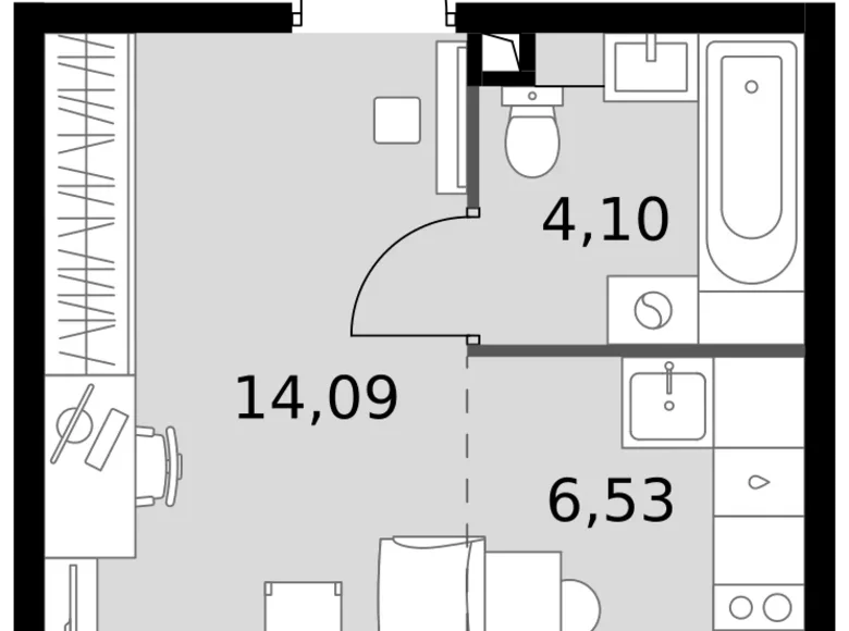 1 room studio apartment 25 m² Moscow, Russia
