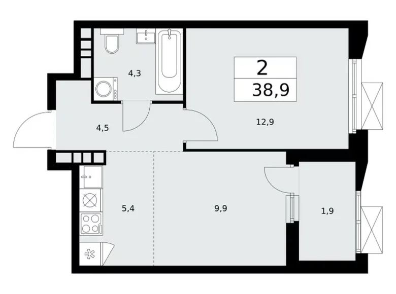 Wohnung 2 zimmer 39 m² Kommunarka, Russland