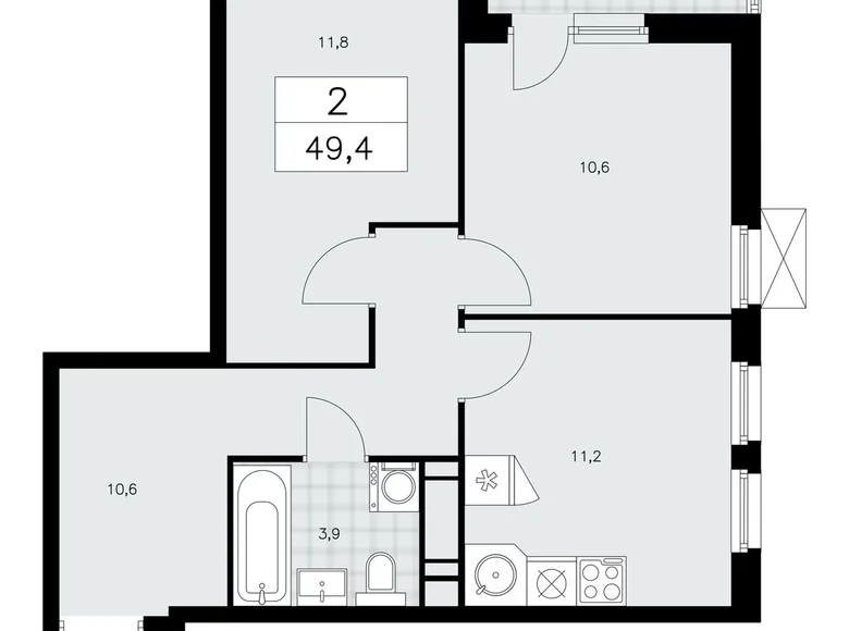 Apartamento 2 habitaciones 49 m² Kommunarka, Rusia