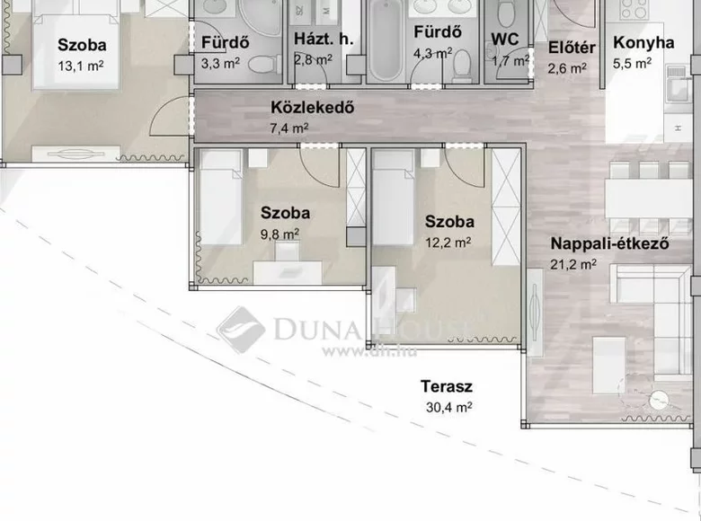 Apartment 2 bathrooms 85 m² in Csongrád-Csanád, Hungary