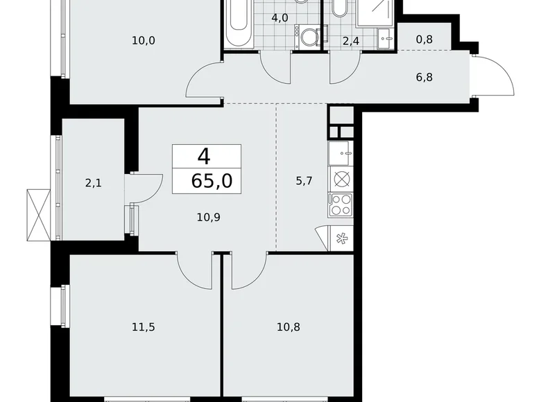 Квартира 4 комнаты 65 м² район Коммунарка, Россия